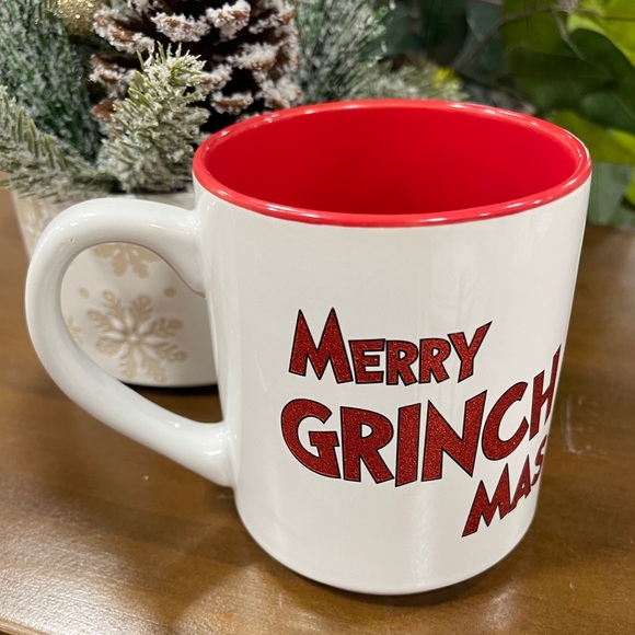 Grinch Christmas Santa Hat Glitter Merry Grinchmas Doublesided Ceramic Mug NEW - Picture 3 of 3